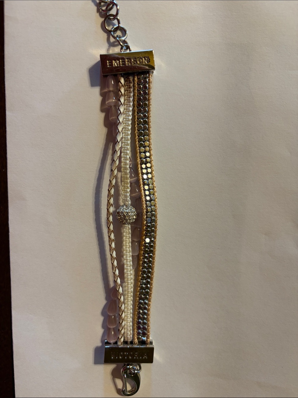 Victoria Emerson cream and silver Multi-Strand Bracelet Like new